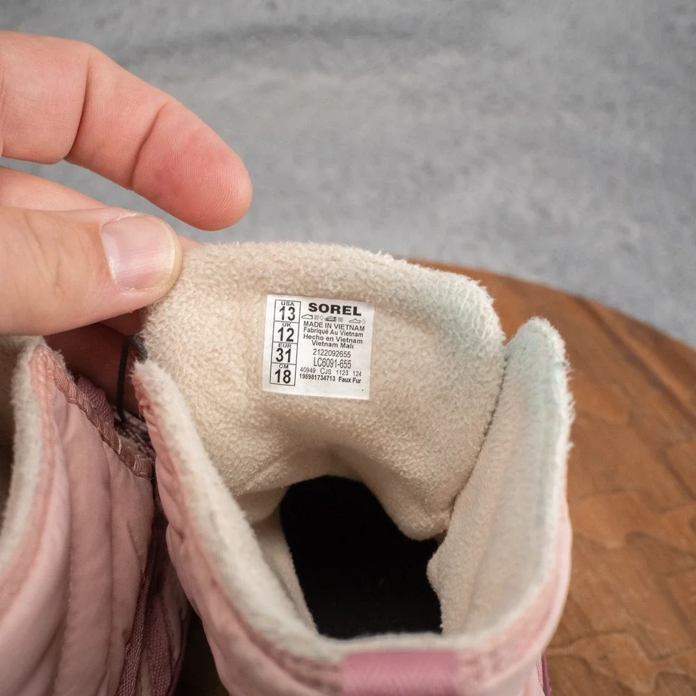 Sorel Whitney II Short‎ Lace Winter Boots Kids Pink , US Size 13